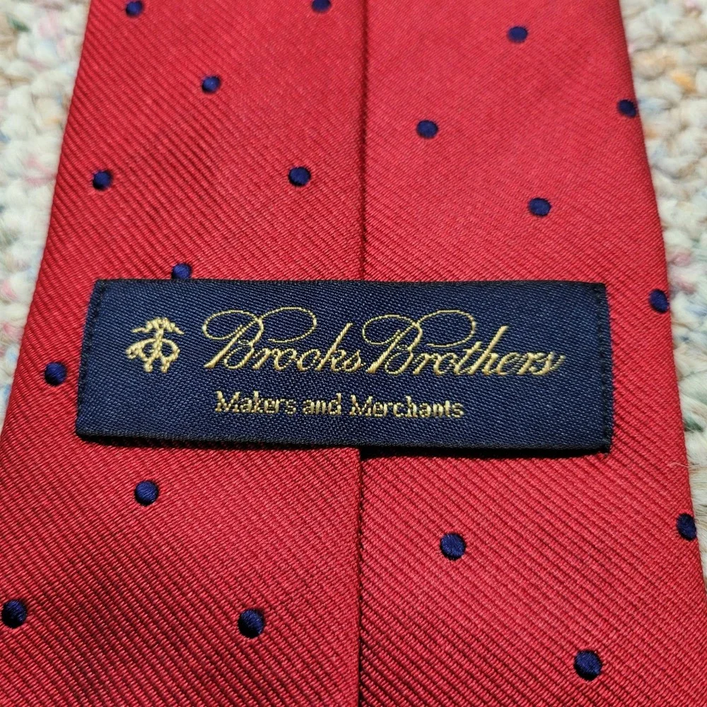 Brooks Brothers Tie Mens OS Red Polka Dot Silk Woven England USA Necktie